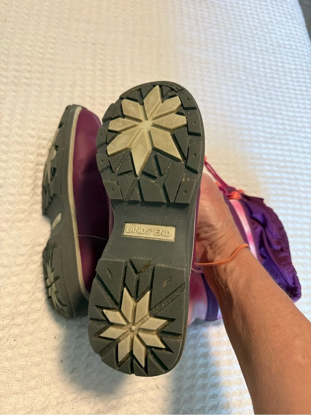 Lands’ End Kids Squall Snow Boots Size 3M Pink Purple Insulated Waterproof